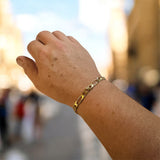 1990's New Old Stock 14 Karat Yellow Gold Plated Sterling Silver 6mm Italian Figaro 8" Bracelet or 24" Necklace