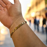 1990's New Old Stock 14 Karat Yellow Gold Plated Sterling Silver 6mm Italian Figaro 8" Bracelet or 24" Necklace