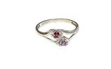 Sterling Silver & Synthetic Birthstones Couples Ring (Sizes 5 thru 10 - Made to order, please allow 10 business days to ship)