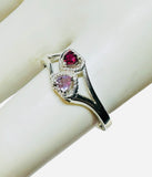 Sterling Silver & Synthetic Birthstones Couples Ring (Sizes 5 thru 10 - Made to order, please allow 10 business days to ship)