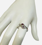 Sterling Silver & Synthetic Birthstones Couples Ring (Sizes 5 thru 10 - Made to order, please allow 10 business days to ship)