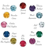 Sterling Silver & Synthetic Birthstones Couples Ring (Sizes 5 thru 10 - Made to order, please allow 10 business days to ship)