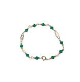 14 Karat Yellow Gold Filled 4mm Birthstone Austrian Crystals and Filigree Plaque 6" (Girls) or 7" (Ladies) Bracelet