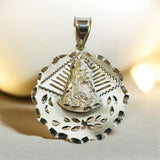 Sterling Silver Our Lady of Charity "Caridad del Cobre" 31mm (1.21") Scalloped Medal