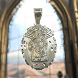 Sterling Silver Holy Infant of Atocha (Santo Niño de Atocha) 29 x 23mm Oval Scalloped Medal