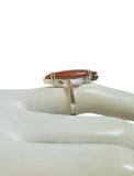 Vintage NOS 1980's Sterling Silver Brown Goldstone "Venturina" Marquise Ring