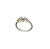 Vintage NOS 1990's Genuine London Blue Topaz and Citrine 3 Stone Ladies Ring