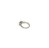 Vintage NOS 1990's Genuine London Blue Topaz and Citrine 3 Stone Ladies Ring