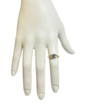 Vintage NOS 1990's Genuine London Blue Topaz and Citrine 3 Stone Ladies Ring