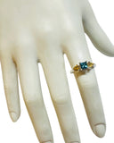 Vintage NOS 1990's Genuine London Blue Topaz and Citrine 3 Stone Ladies Ring