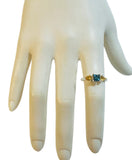 Vintage NOS 1990's Genuine London Blue Topaz and Citrine 3 Stone Ladies Ring