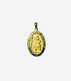Sterling Silver 14 Karat Yellow Gold-plated Saint Christopher Protect Us 26 x 19mm Oval Medal