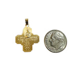 14 Karat Yellow Gold Four Way Scapular "I am a Catholic" Cross