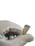 Vintage NOS 1970's Sterling Silver Genuine 10 x 8mm Emerald-cut Sky Blue Topaz Basketweave Design Man's Ring