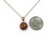 14 Karat Yellow Gold 10mm Brown Goldstone "Venturina" Pendant (available with or without chain)