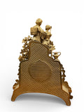 Vintage Ornate Gilt Brass and Marble Mantel Clock with 2 Candelabras Rococo Style Garniture Set