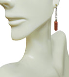 Sterling Silver Rectangular Brown Goldstone "Venturina" and Genuine Diamond Lever Back Earrings