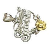 Sterling Silver Special Friend Heart Charm Pendant with Gold-plated Rose