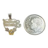Sterling Silver Special Friend Heart Charm Pendant with Gold-plated Rose