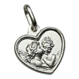 Sterling Silver Kissing Cherub Angel Heart Charm Pendant