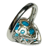 Sterling Silver Sleeping Beauty Turquoise with Blue Topaz Pear Ring