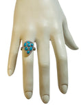 Sterling Silver Sleeping Beauty Turquoise with Blue Topaz Pear Ring