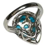 Sterling Silver Sleeping Beauty Turquoise with Blue Topaz Pear Ring