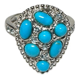 Sterling Silver Sleeping Beauty Turquoise with Blue Topaz Pear Ring