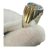 Vintage NOS (1990's new old stock) 12 x 10mm Emerald-cut Genuine Sky Blue Topaz Man's Ring