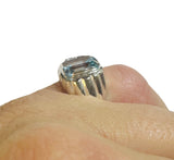 Vintage NOS (1990's new old stock) 12 x 10mm Emerald-cut Genuine Sky Blue Topaz Man's Ring