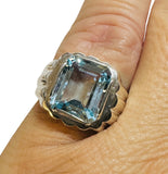 Vintage NOS (1990's new old stock) 12 x 10mm Emerald-cut Genuine Sky Blue Topaz Man's Ring