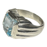 Vintage NOS (1990's new old stock) 12 x 10mm Emerald-cut Genuine Sky Blue Topaz Man's Ring