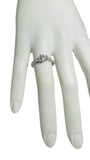 Sterling Silver Cubic Zirconia Round Center with Baguette Sides and Pave Engagement Ring