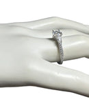 Sterling Silver Cubic Zirconia Round Center with Baguette Sides and Pave Engagement Ring