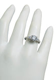 Sterling Silver Cubic Zirconia Round Center with Baguette Sides and Pave Engagement Ring