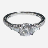 Sterling Silver Cubic Zirconia Round Center with Baguette Sides and Pave Engagement Ring