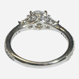 Sterling Silver Cubic Zirconia Round Center with Baguette Sides and Pave Engagement Ring