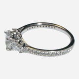 Sterling Silver Cubic Zirconia Round Center with Baguette Sides and Pave Engagement Ring