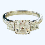 Sterling Silver 3-Cubic Zirconia Asscher-cut Engagement Ring