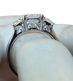 Sterling Silver 3-Cubic Zirconia Asscher-cut Engagement Ring
