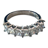 Sterling Silver 7 Cubic Zirconia Princess-cut Anniversary Band Ring