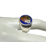 Vintage NOS 1970's Native American Chief Enameled Signet Ring