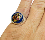 Vintage NOS 1970's Native American Chief Enameled Signet Ring