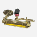 14 Karat Yellow Gold-plated Sterling Silver Genuine 4mm Azabache Jet, Guardian Angel Medal and Saint Lucy Eyes "Dios Me Bendiga" Baby Brooch