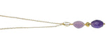 Sterling Silver Yellow Gold-plated Genuine Light and Dark Amethyst Pendant with 18" Cable Link Chain