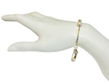 10 Karat Yellow Gold Genuine 7-7.5mm Freshwater Pearl 8" Curb Link Station Bracelet