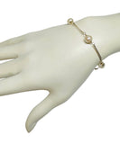 10 Karat Yellow Gold Genuine 7-7.5mm Freshwater Pearl 8" Curb Link Station Bracelet