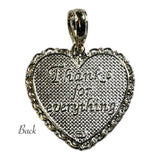 Sterling Silver "For My Mom Thanks For Everything" Heart Pendant with 18" Cable Link Chain