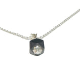 Sterling Silver Genuine 6mm Azabache Jet and Red Coral Pendant (available with or w/o chain)