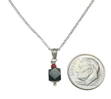 Sterling Silver Genuine 6mm Azabache Jet and Red Coral Pendant (available with or w/o chain)